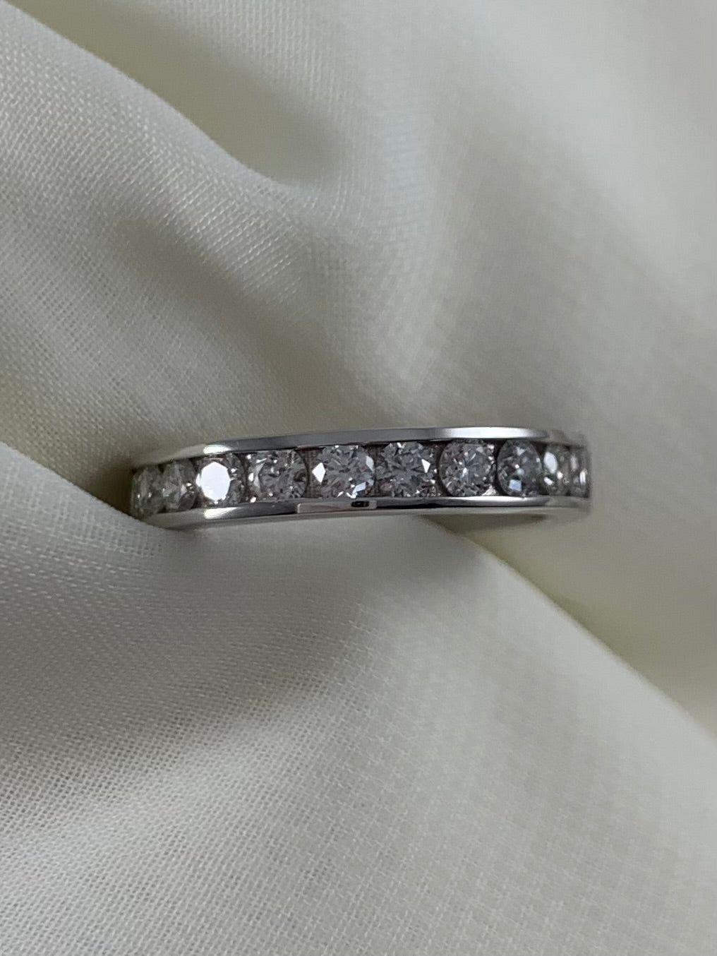 Custom 14k White Gold Diamond Channel Set Band (.77 carats)
