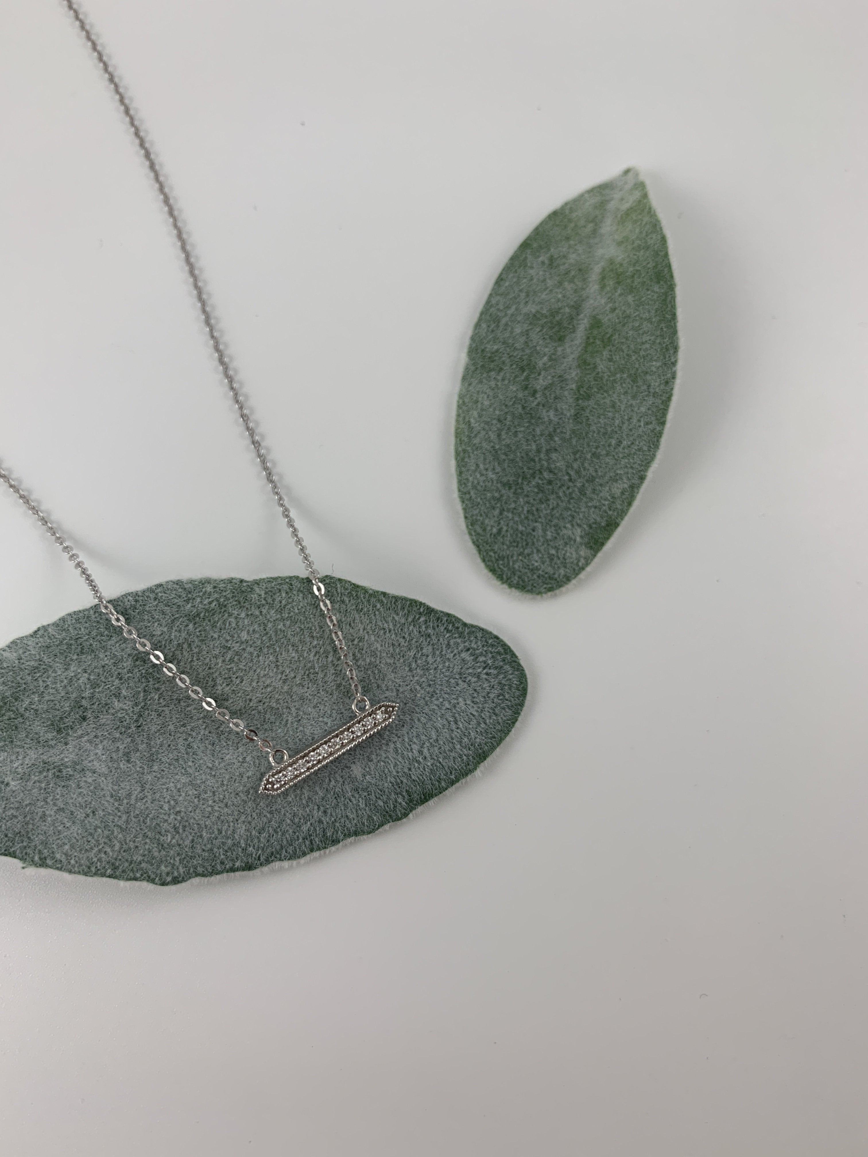 Pointed Diamond Bar Necklace