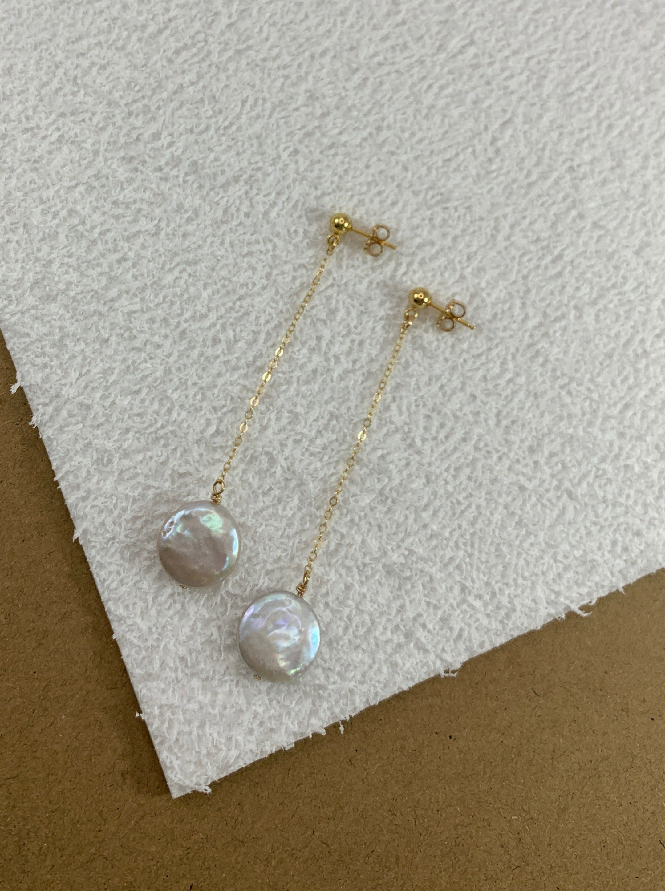 Coin Pearl Dangle Earrings