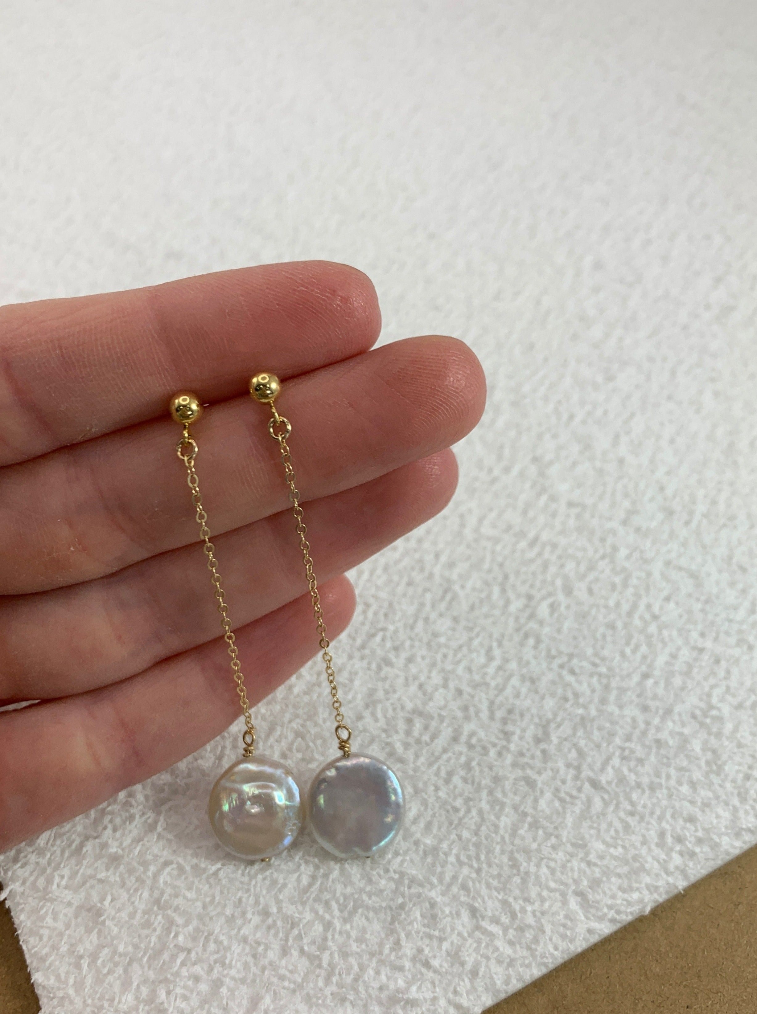 Coin Pearl Dangle Earrings
