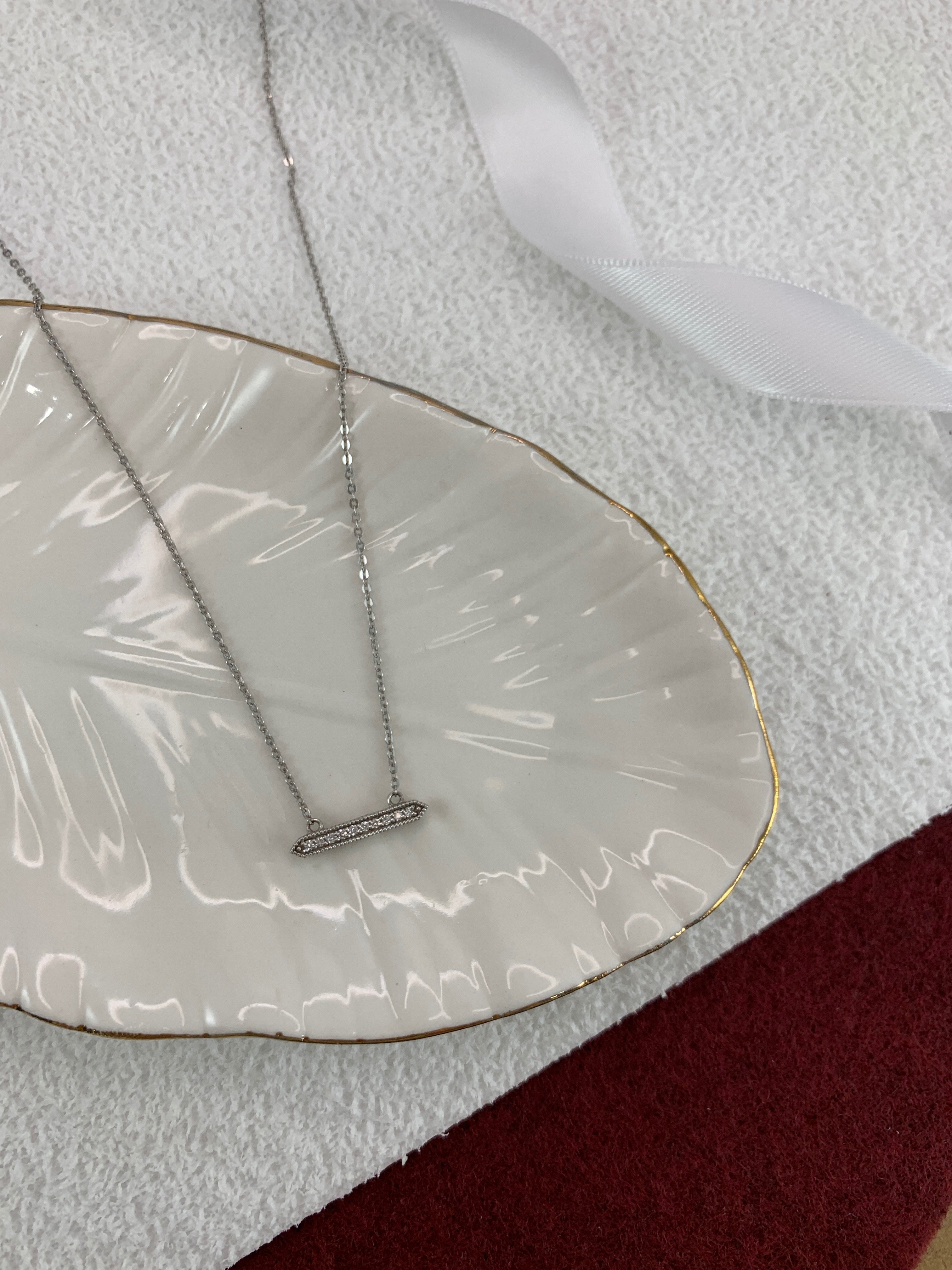 Pointed Diamond Bar Necklace