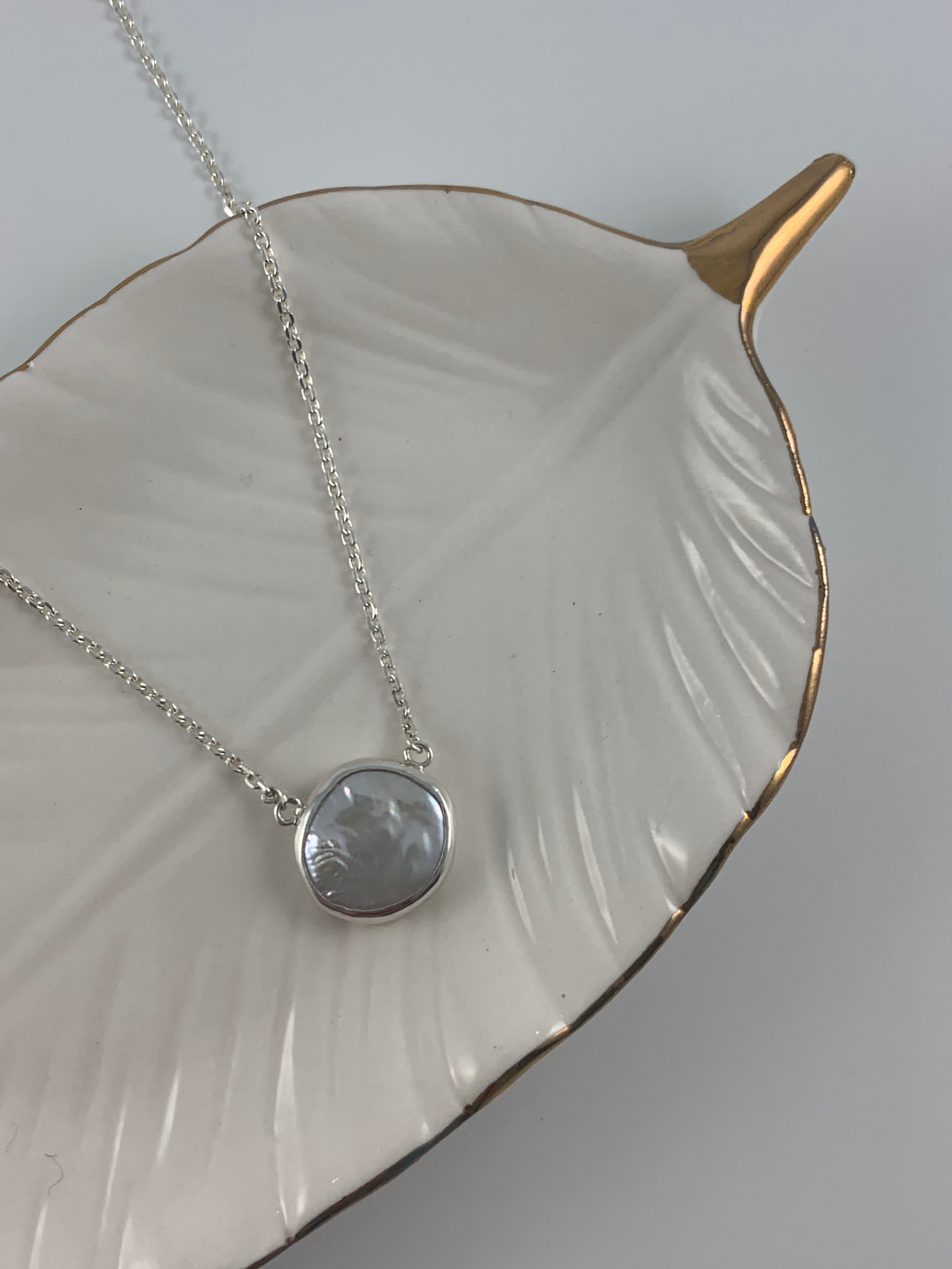 Sterling Silver Coin Pearl Necklace