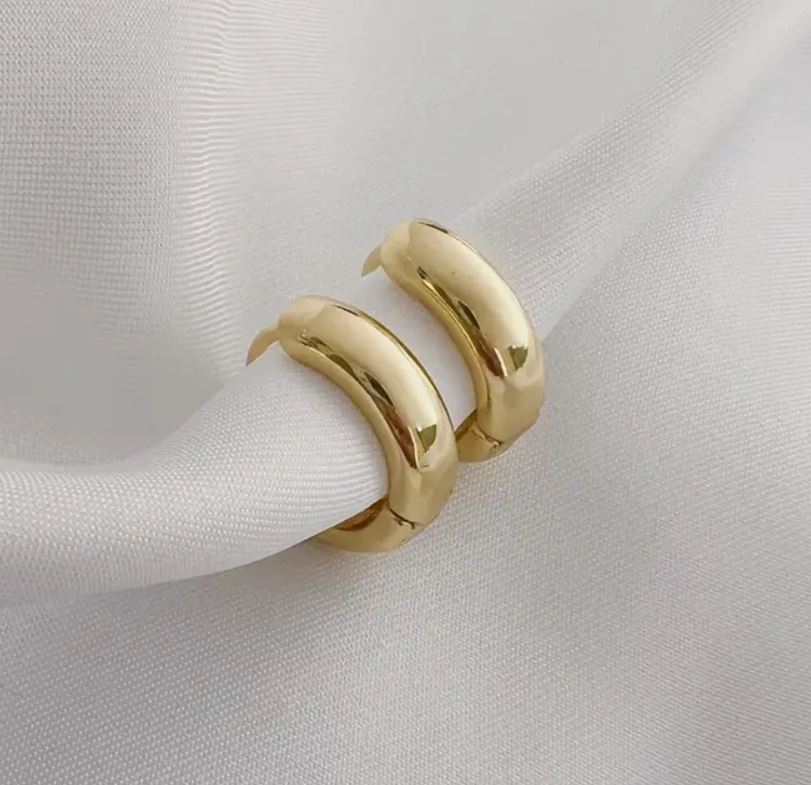 Jake Chunky Huggie Hoops Earrings Gold Filled by True by Kristy