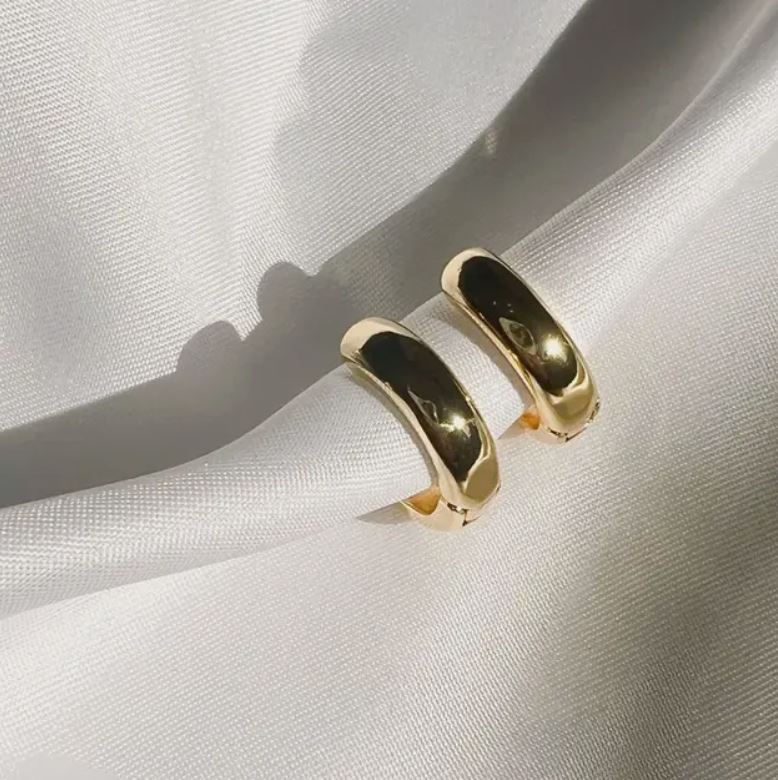 Jake Chunky Huggie Hoops Earrings Gold Filled by True by Kristy
