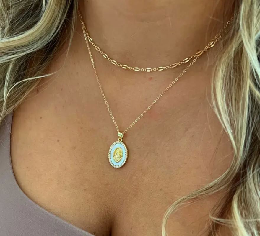 Kamryn Dapped Sequin Layering Chain Necklace Gold Filled by True by Kristy