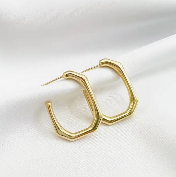 Lark Oblong Hoops Gold Filled by True by Kristy