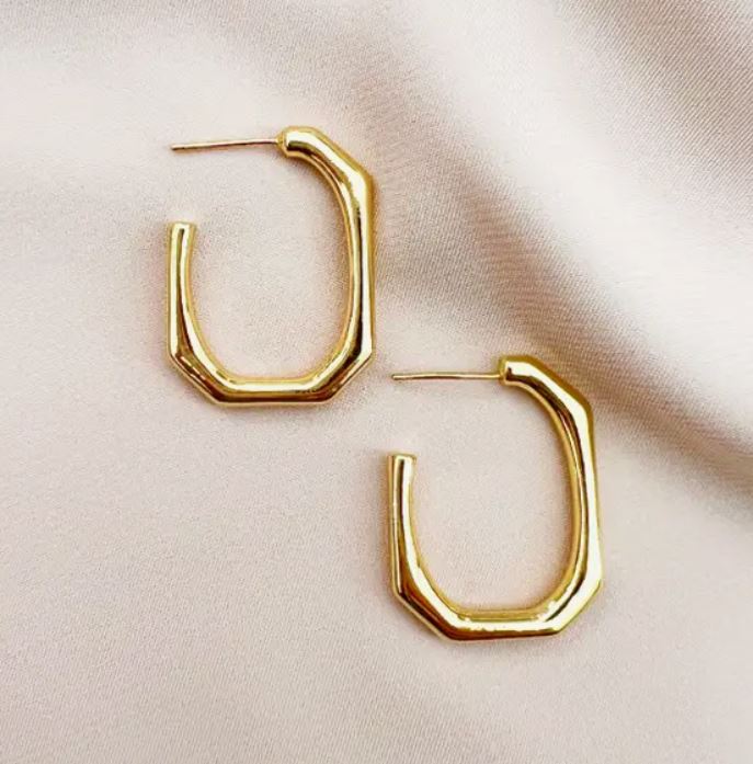 Lark Oblong Hoops Gold Filled by True by Kristy