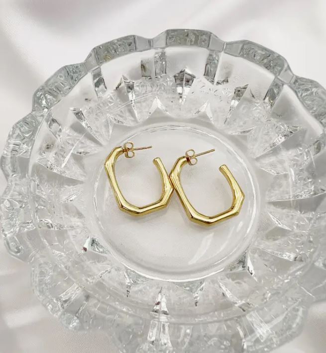 Lark Oblong Hoops Gold Filled by True by Kristy