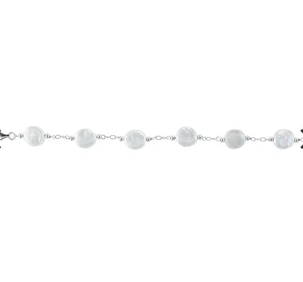 7.5" sterling silver coin pearl bracelet