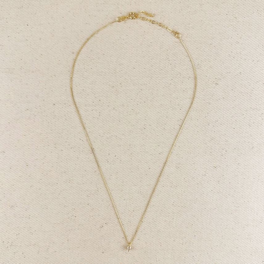 18k yellow gold filled mini cz solitaire necklace