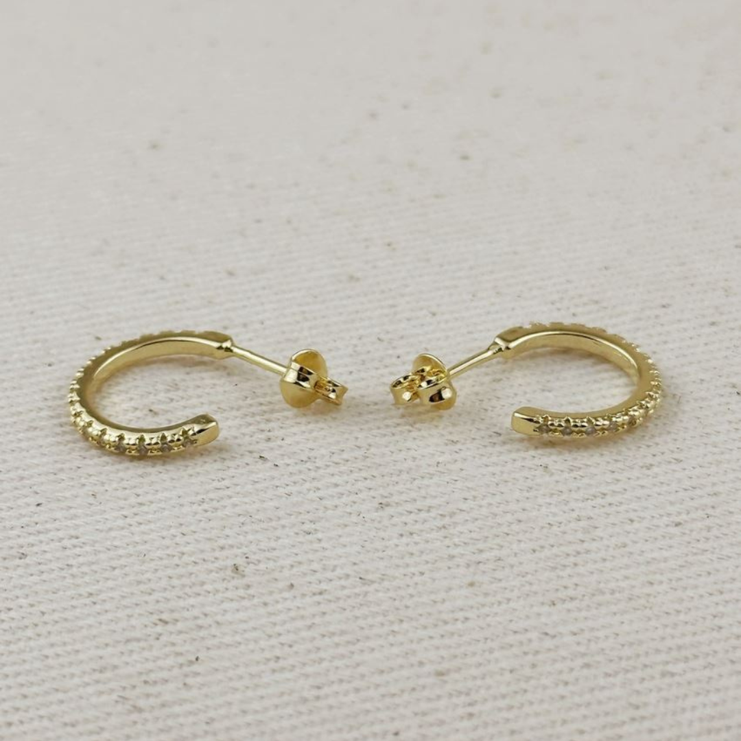 18k yellow gold filled cz hoop earrings