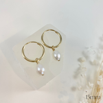 10k yellow gold pearl hoops