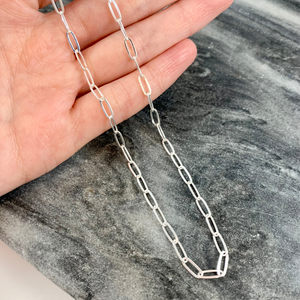 3.2 mm Wide Sterling Silver Paperclip Chain