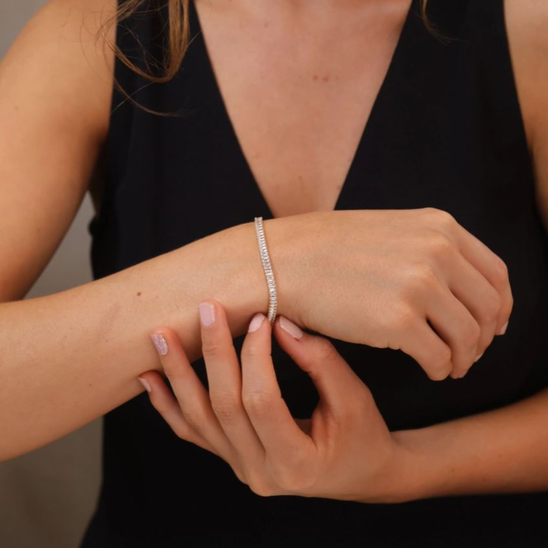 18k yellow gold filled baguette cz tennis bracelet