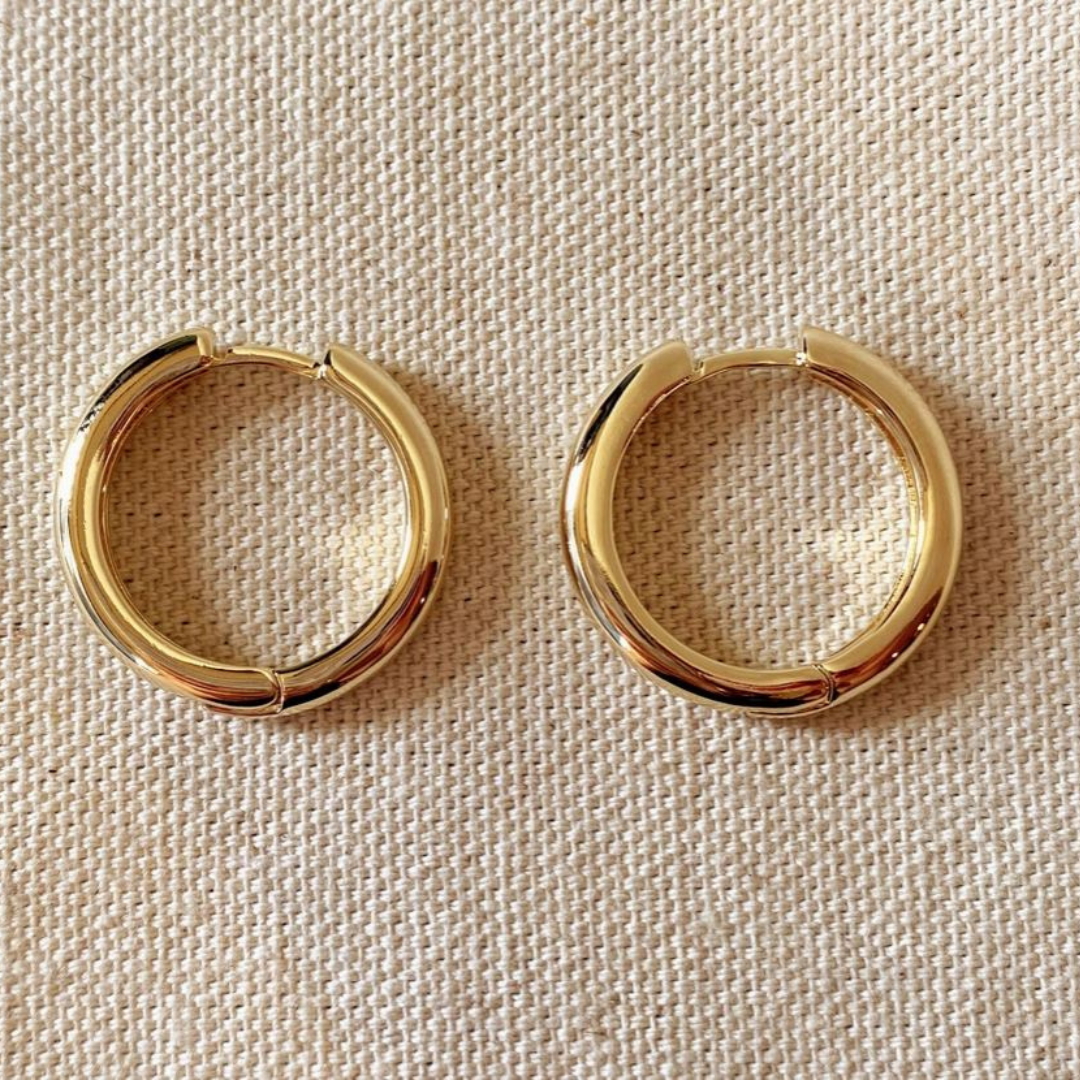 18k yellow gold filled medium size rounded hoop earring