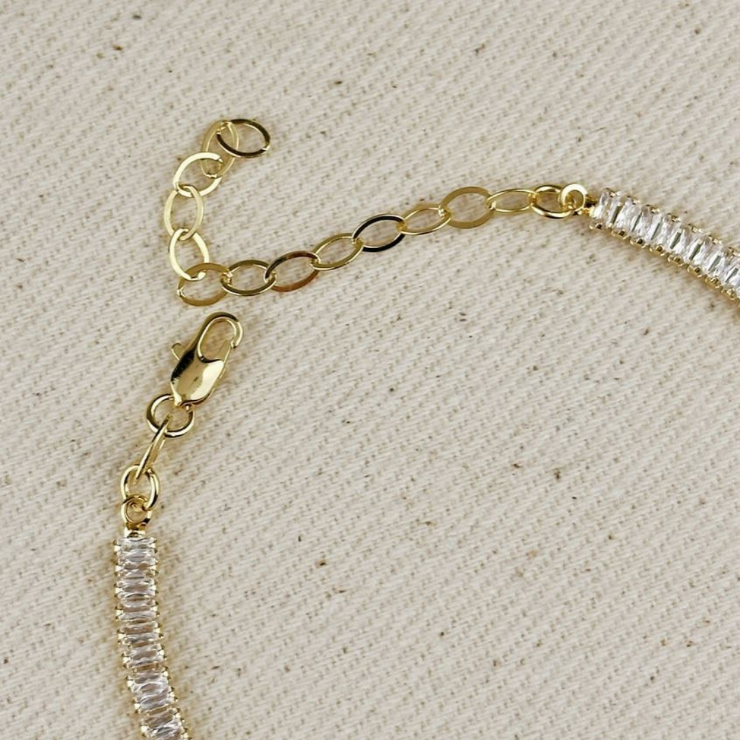 18k yellow gold filled baguette cz tennis bracelet