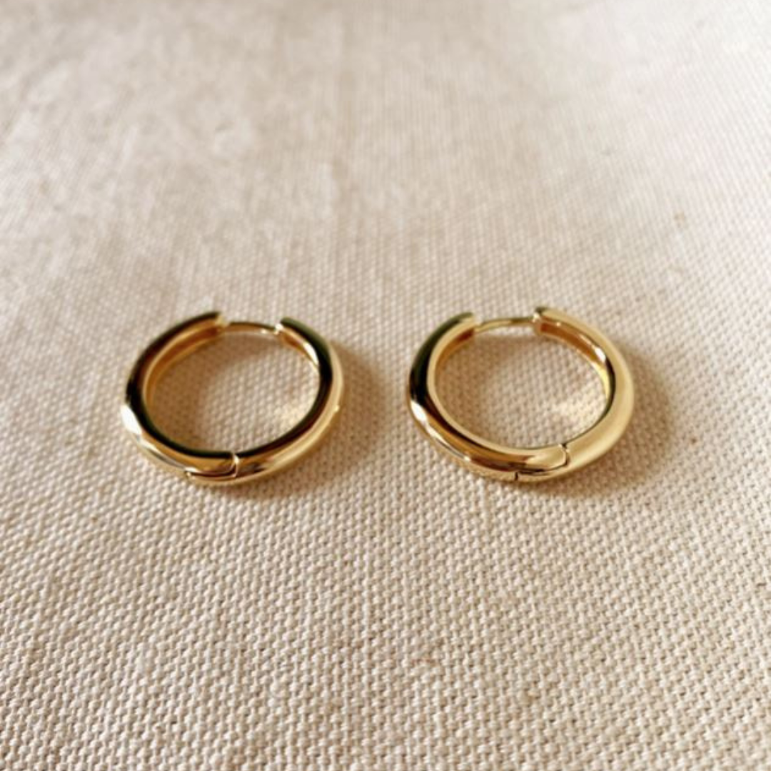 18k yellow gold filled medium size rounded hoop earring