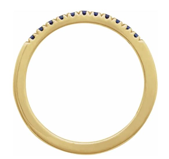 14k yellow gold lab grown sapphire band totaling 1/5 carat