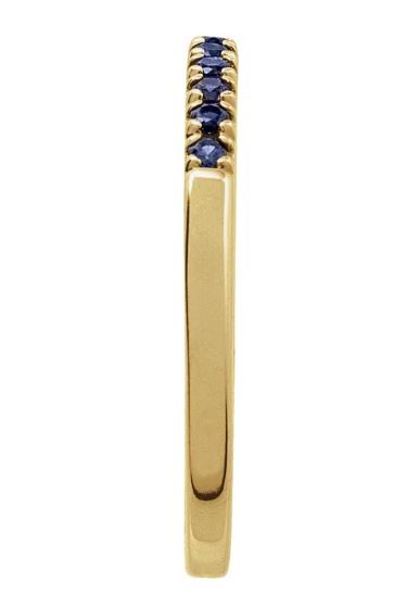 14k yellow gold lab grown sapphire band totaling 1/5 carat