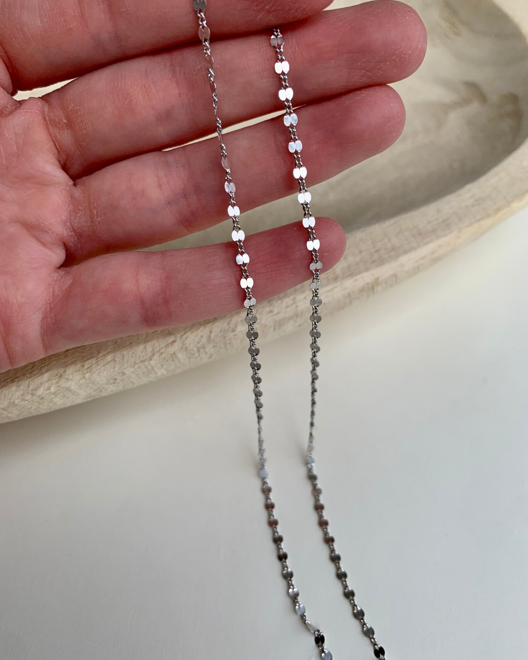 sparkly silver layering chain