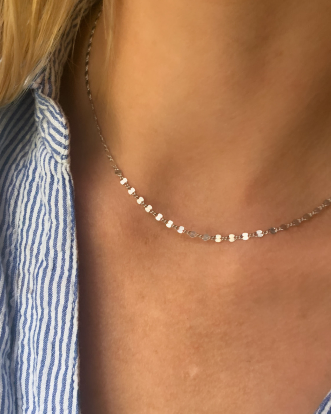 sparkly silver layering chain