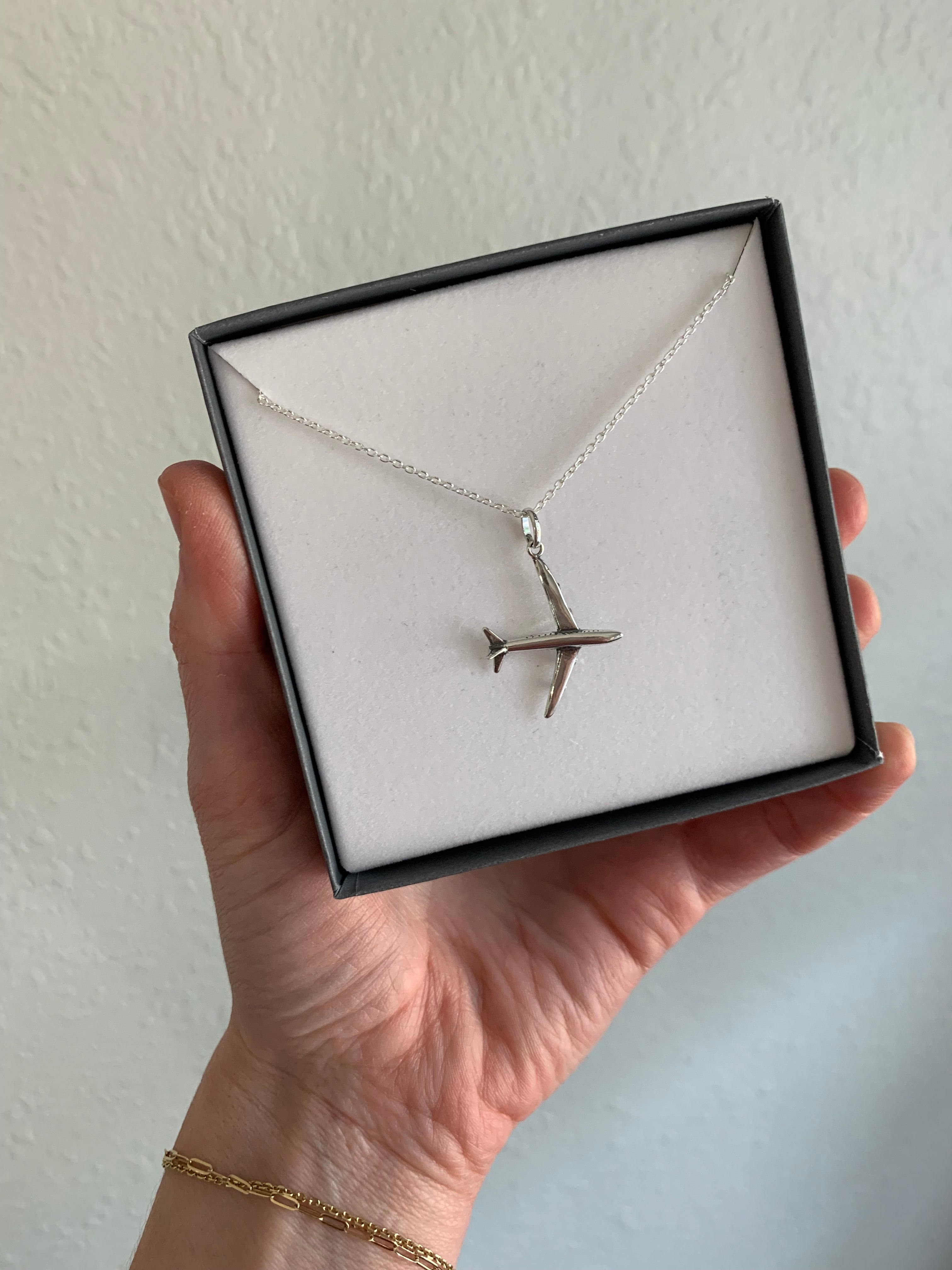 Sterling silver airplane necklace