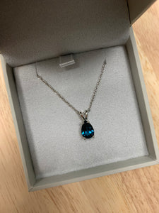 Ladies Sterling Silver London Blue Topaz Necklace