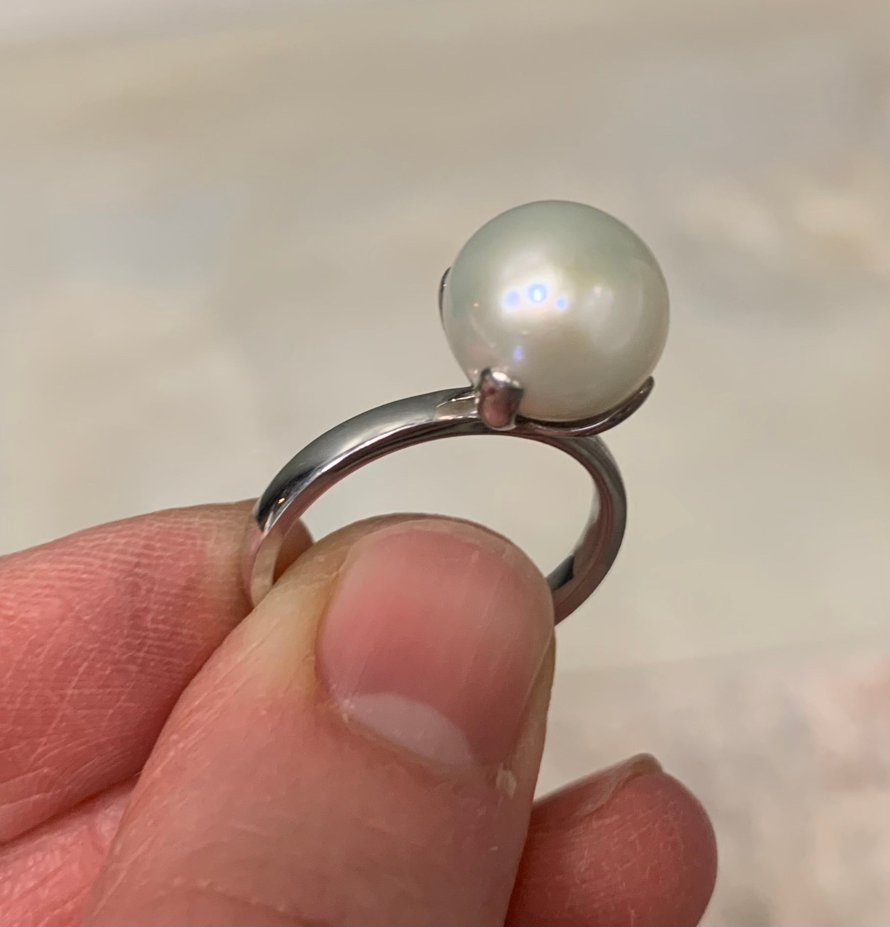 Repair: Reglue pearl in sterling silver ring