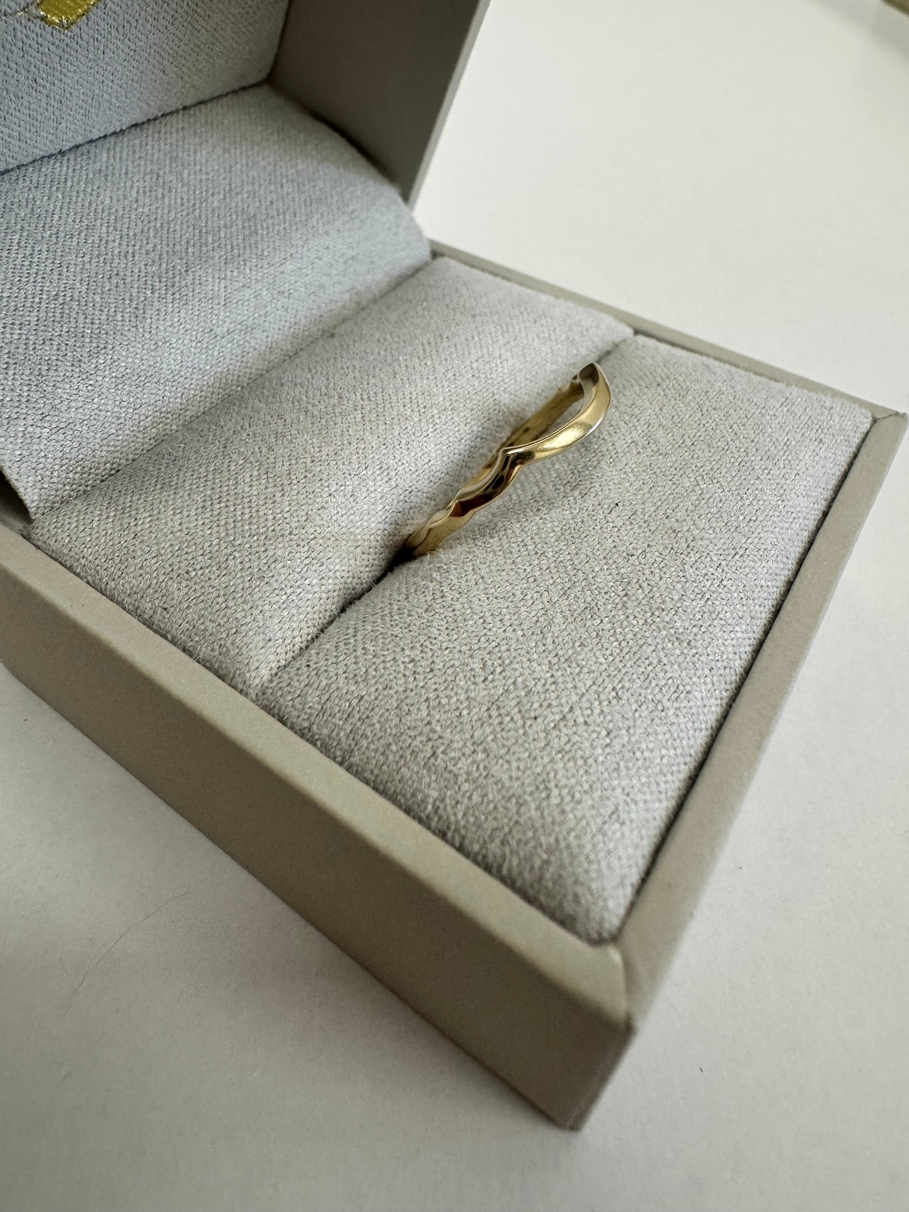 Custom 14k yellow gold shadow band to fit customer's eng. ring - Size 5.5