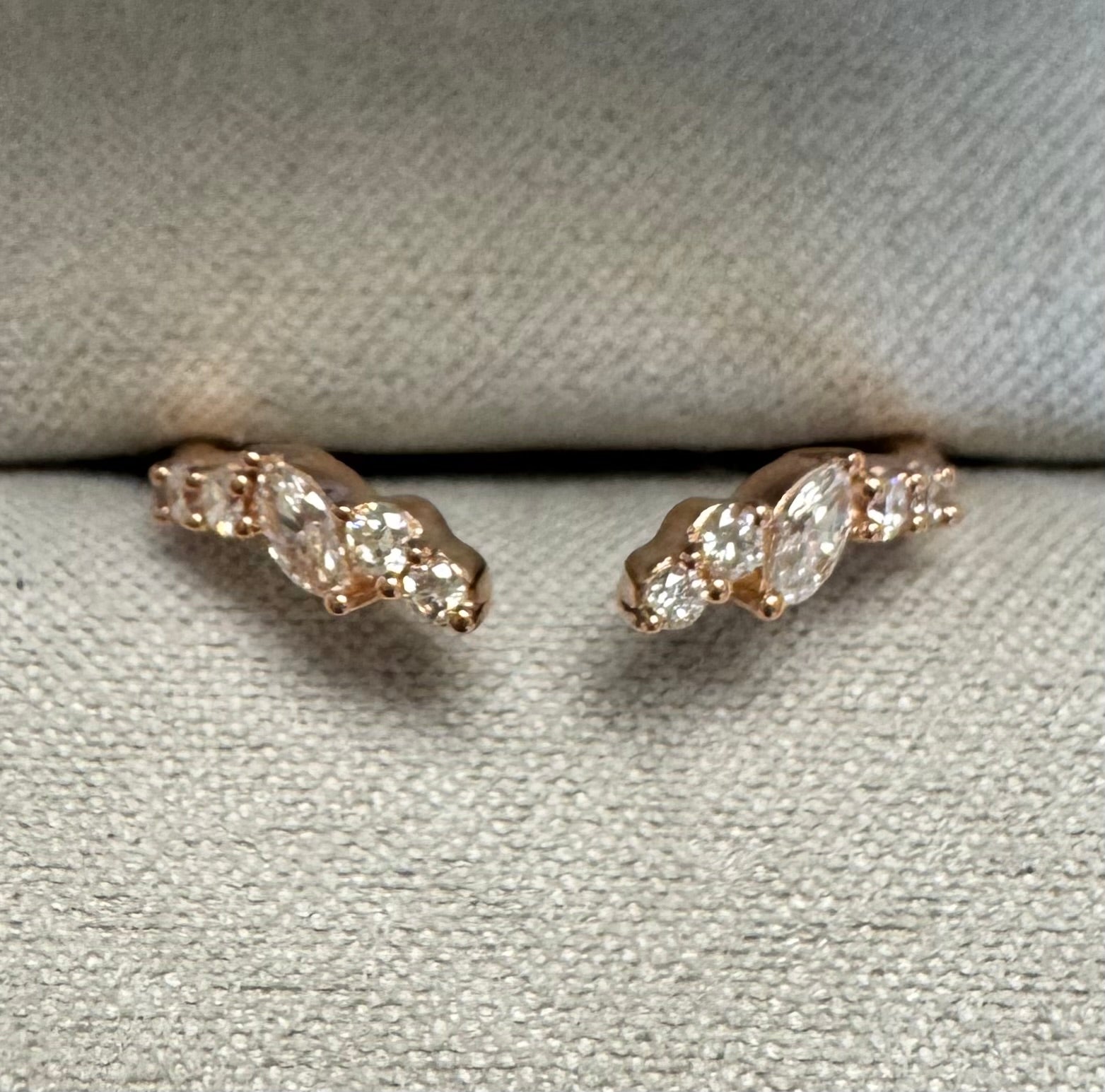 14k rose gold lab grown diamond open style wedding band. Size 8.