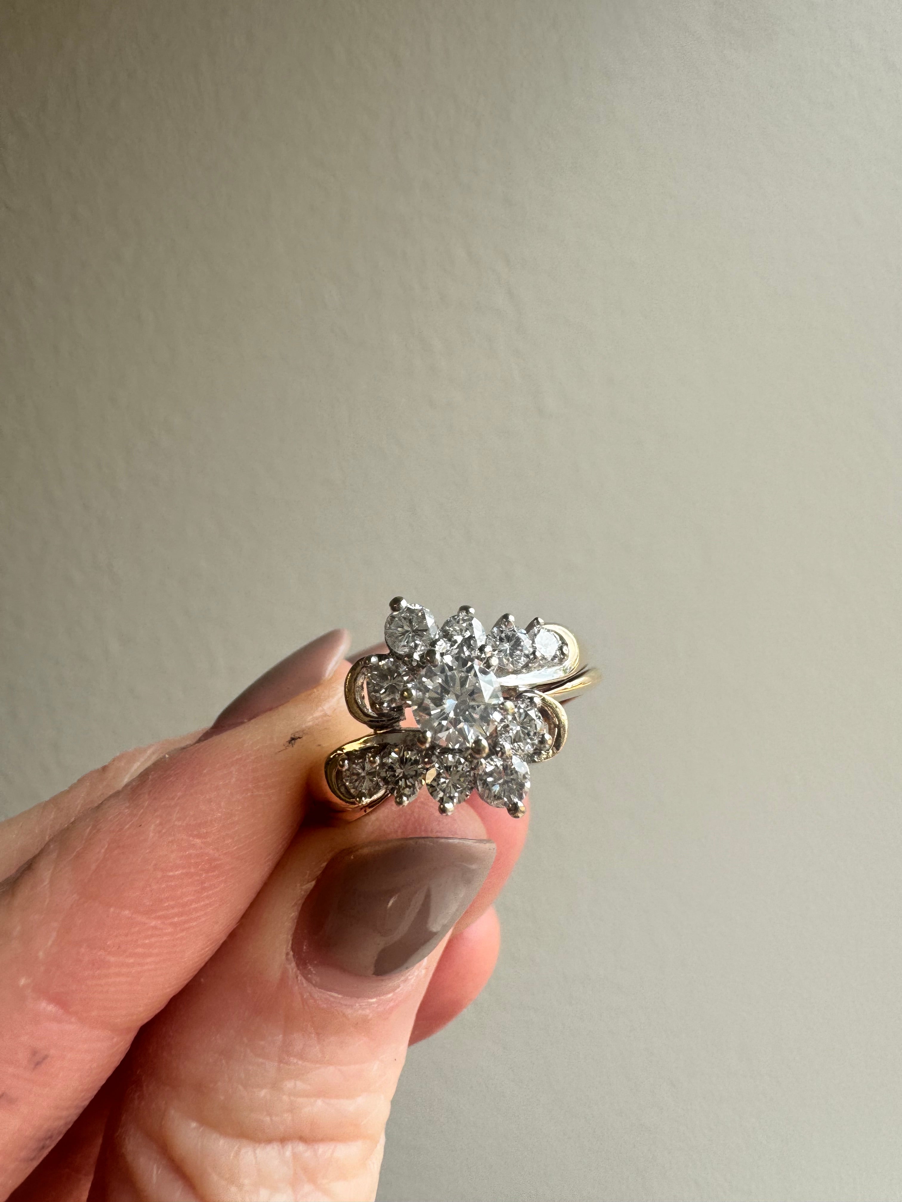 Yellow gold diamond wedding set soldered together. Size up to 8.
