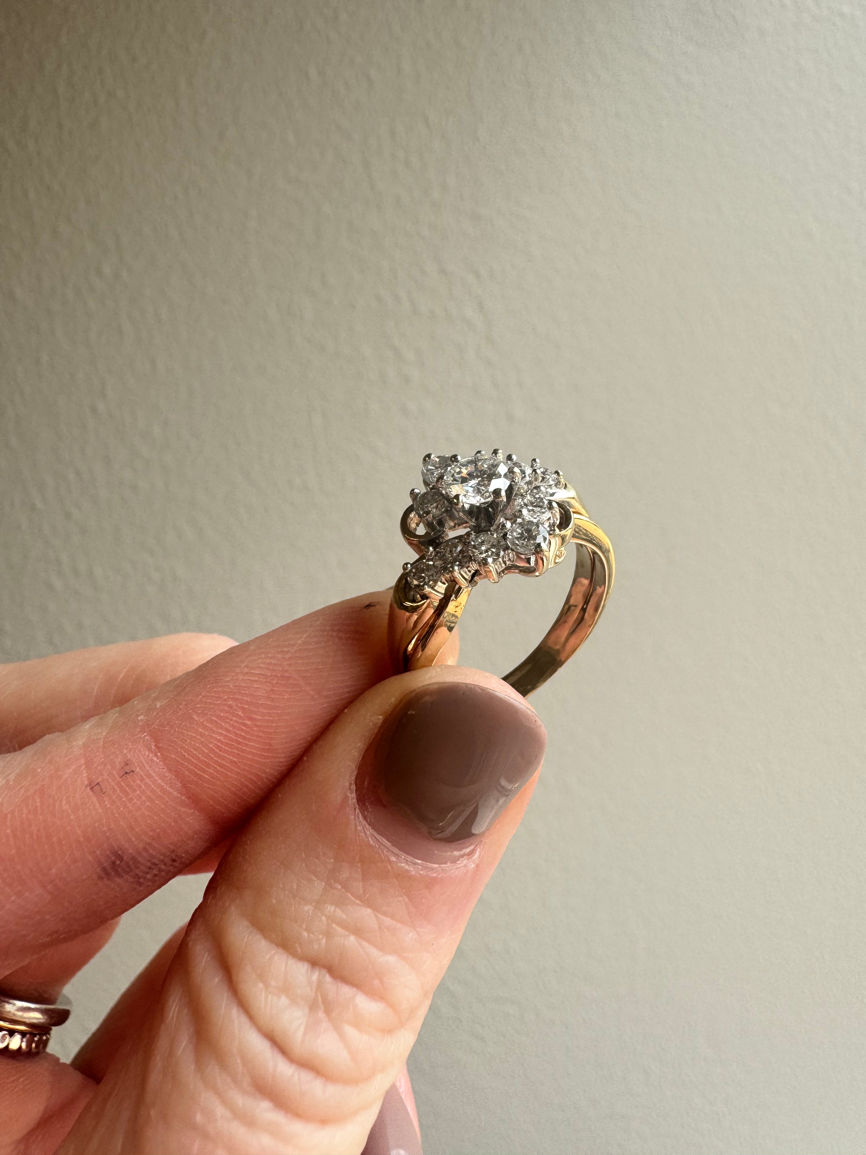 Yellow gold diamond wedding set soldered together. Size up to 8.