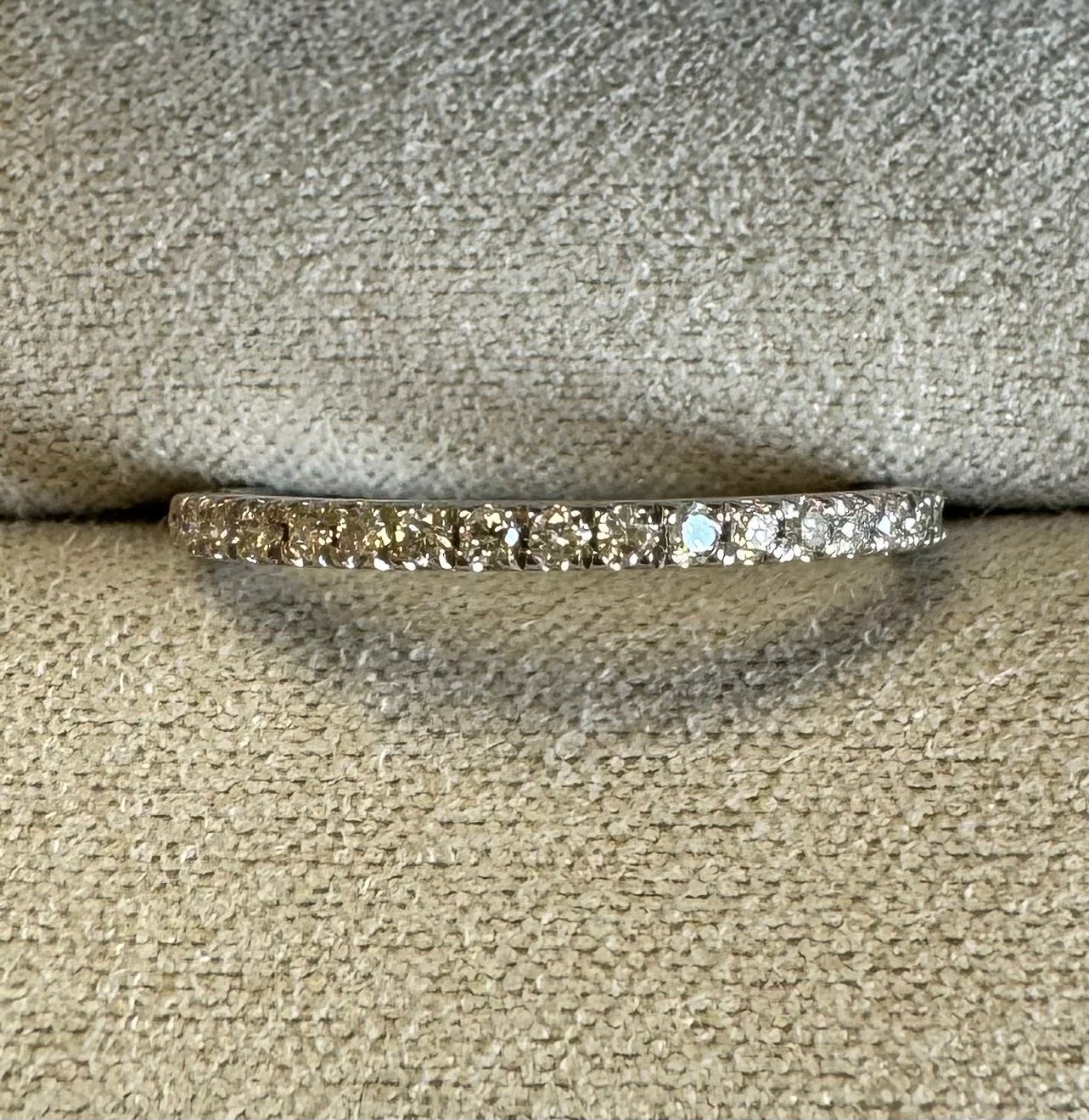 14k white gold lab grown diamond wedding band. Size 5.75. Total carat weight= approx. 0.23 cts.