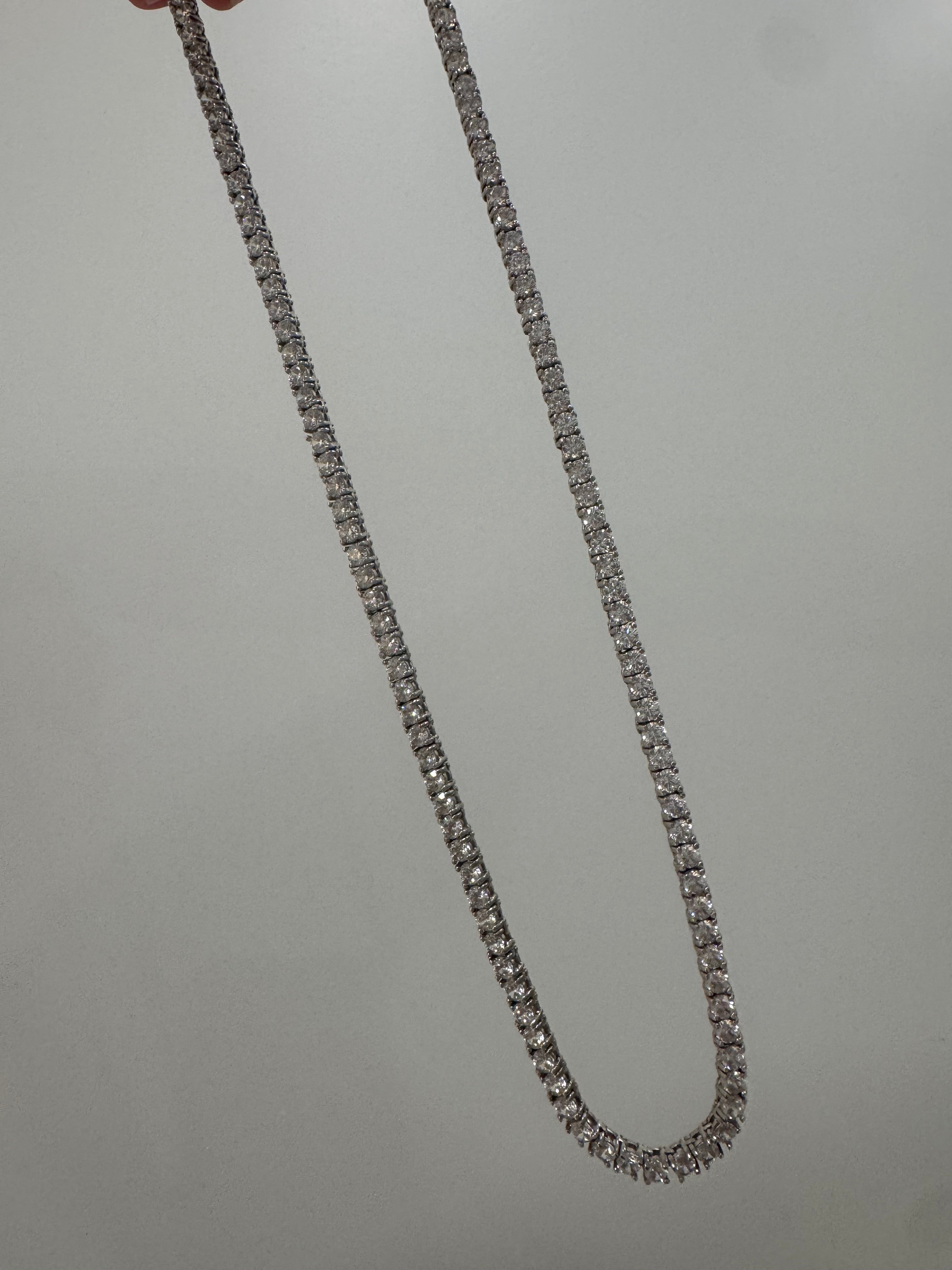 CZ tennis necklace - rhodium-plated sterling silver