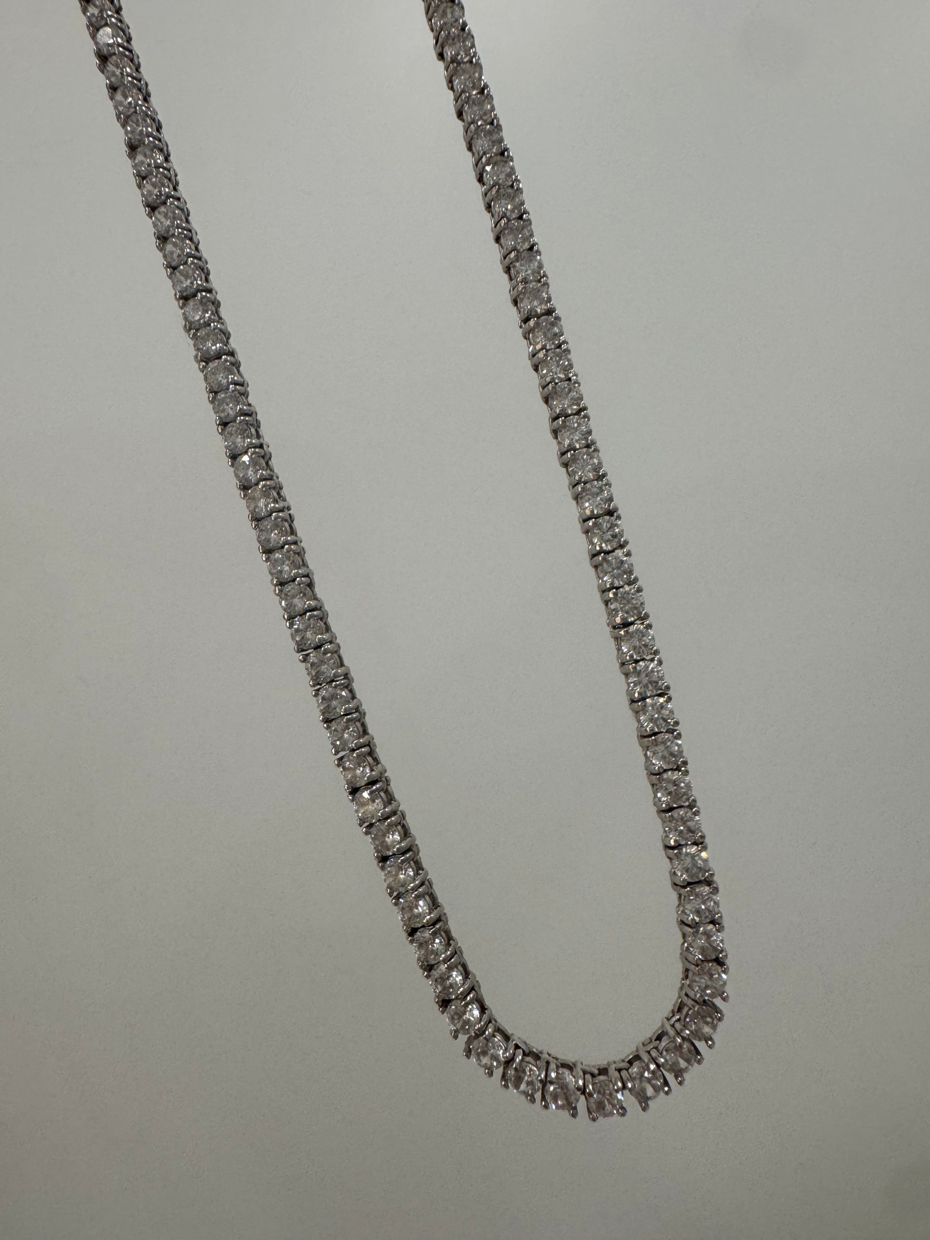 CZ tennis necklace - rhodium-plated sterling silver