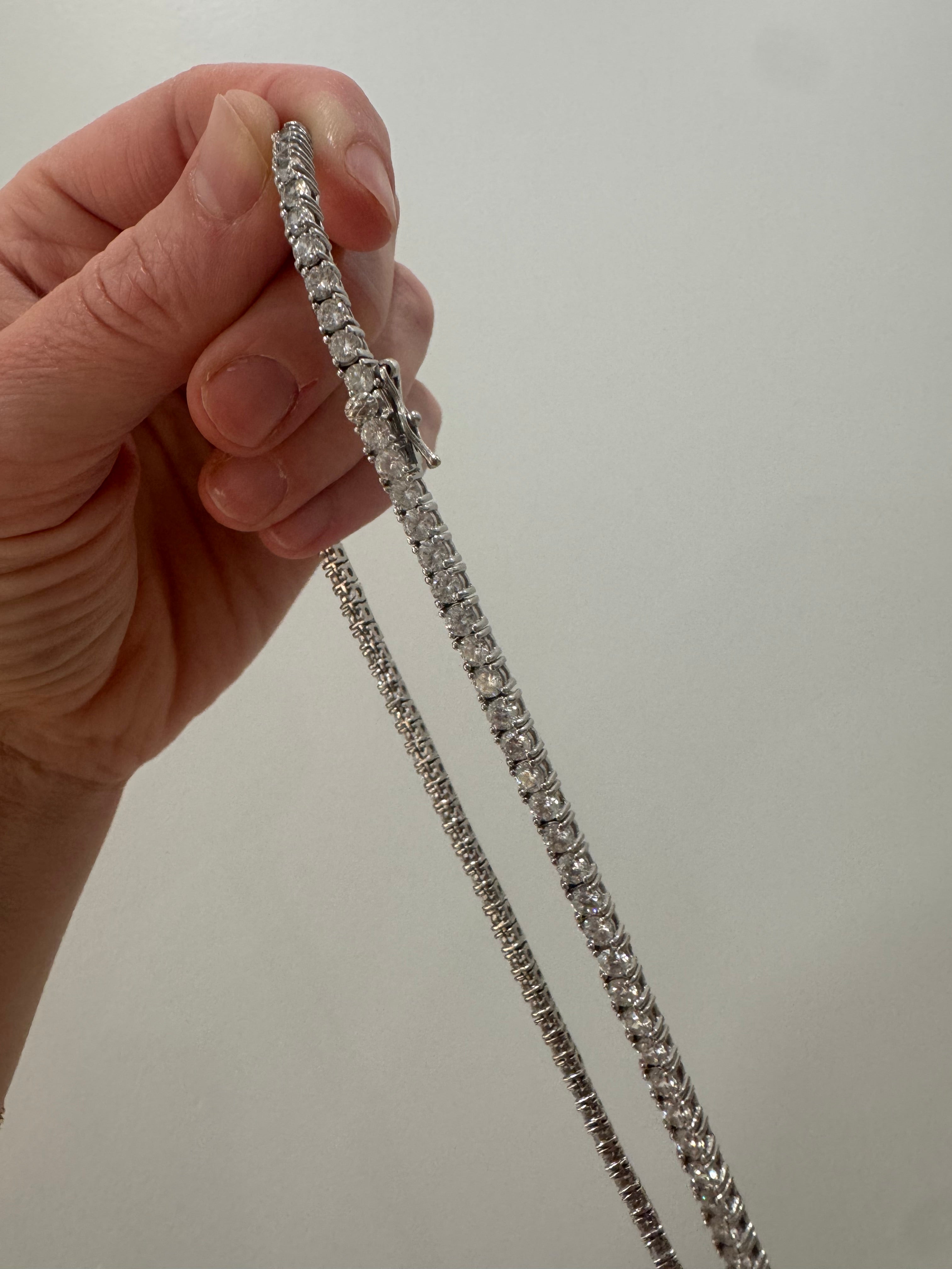 CZ tennis necklace - rhodium-plated sterling silver