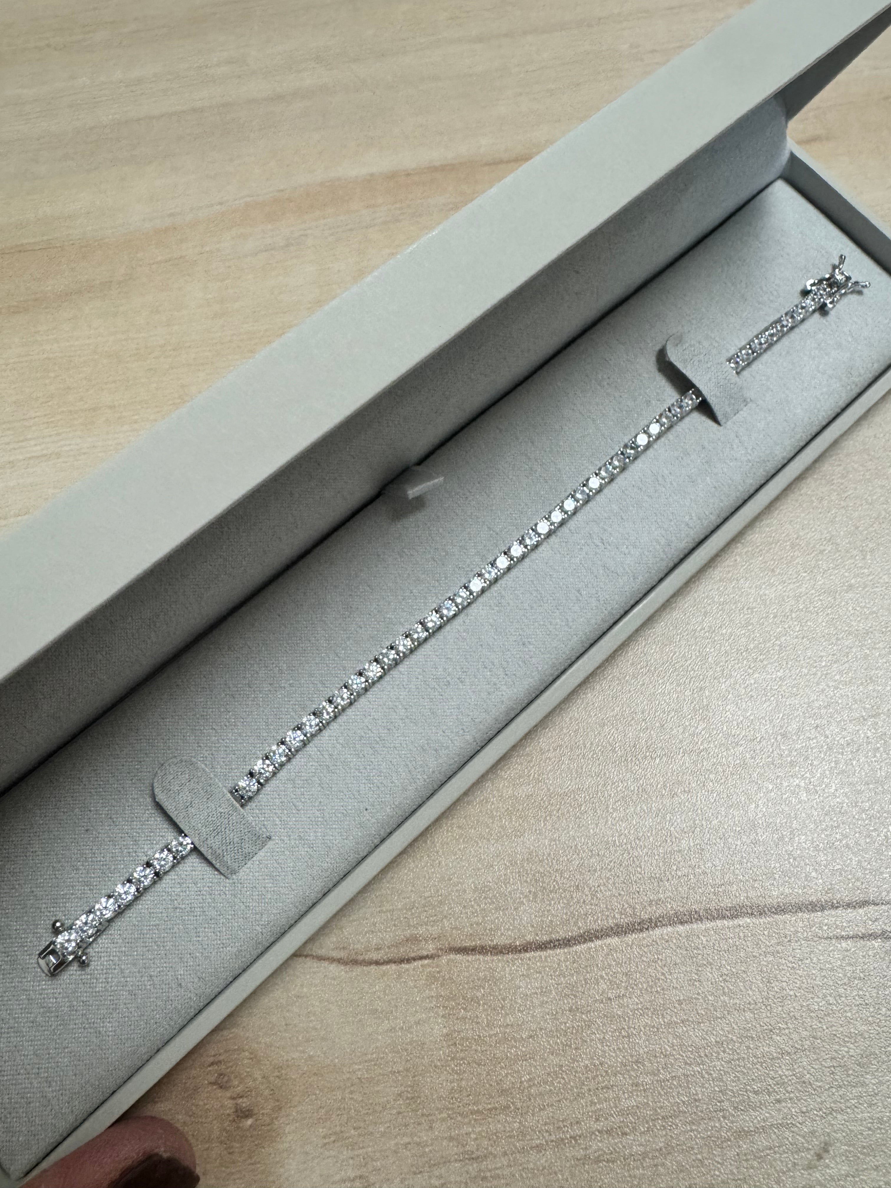Rhodium Plated Sterling Silver CZ bracelet (3mm stones, 7")
