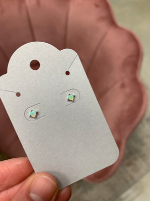 Sterling Silver Genuine Opal Stud Earrings