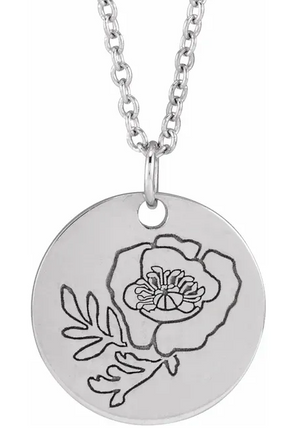poppy flower necklace