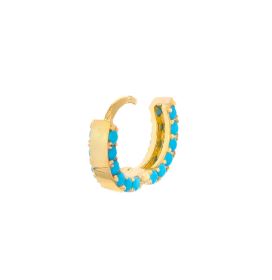 1- 14K yellow gold hoop earring with turquoise stones