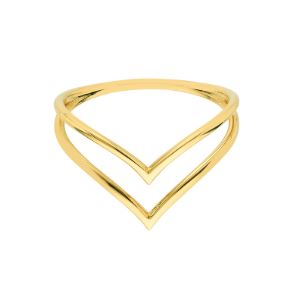 14k yellow gold double chevron ring