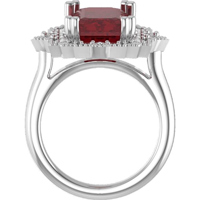 1st payment: Custom 10k white gold Ruby and lab grown diamond vintage style ring made with client's emerald cut ruby (7.15 cts). Size 4.5