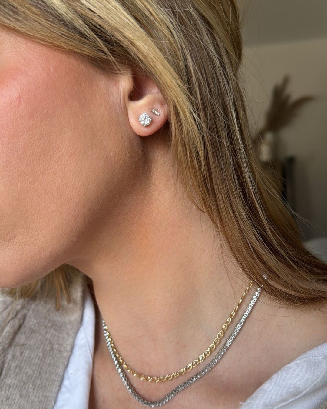 1.50 cttw, 10k white gold lab grown diamond stud earrings