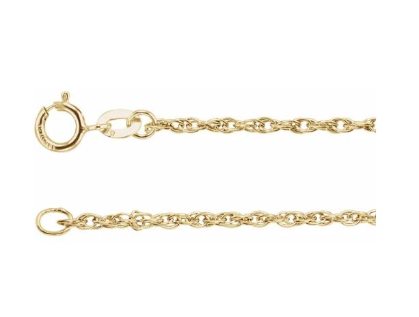 1.5 mm wide, Yellow Gold Filled Loose Rope Chain with Spring Ring - 16.5"