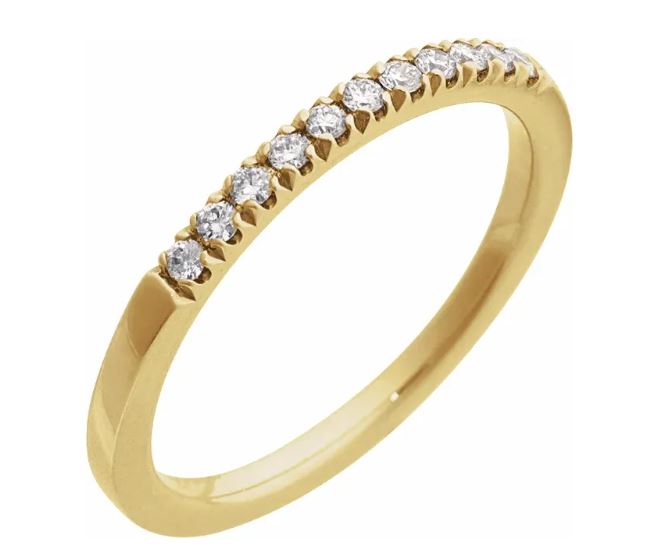 14k yellow gold lab grown diamond band totaling 1/6 carat.