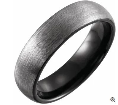 Black PVD Tungsten 6 mm Size 9.5 Band with Satin Finish