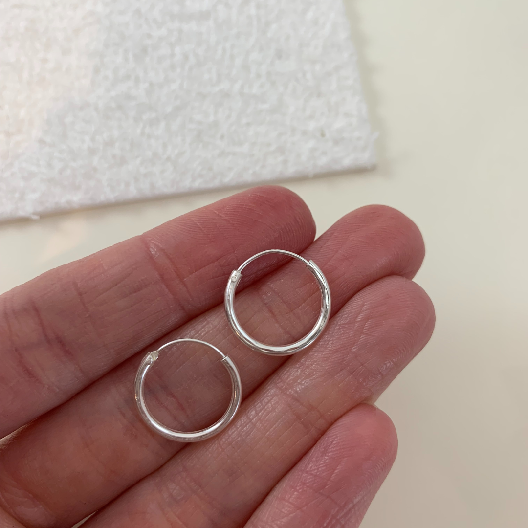 Sterling Silver Endless Tube Hoop Earrings