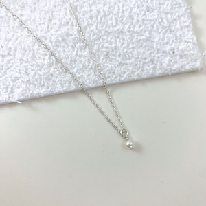 Dainty Pearl Necklace in Sterling Silver - 16"
