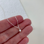 Dainty Pearl Necklace in Sterling Silver - 16"