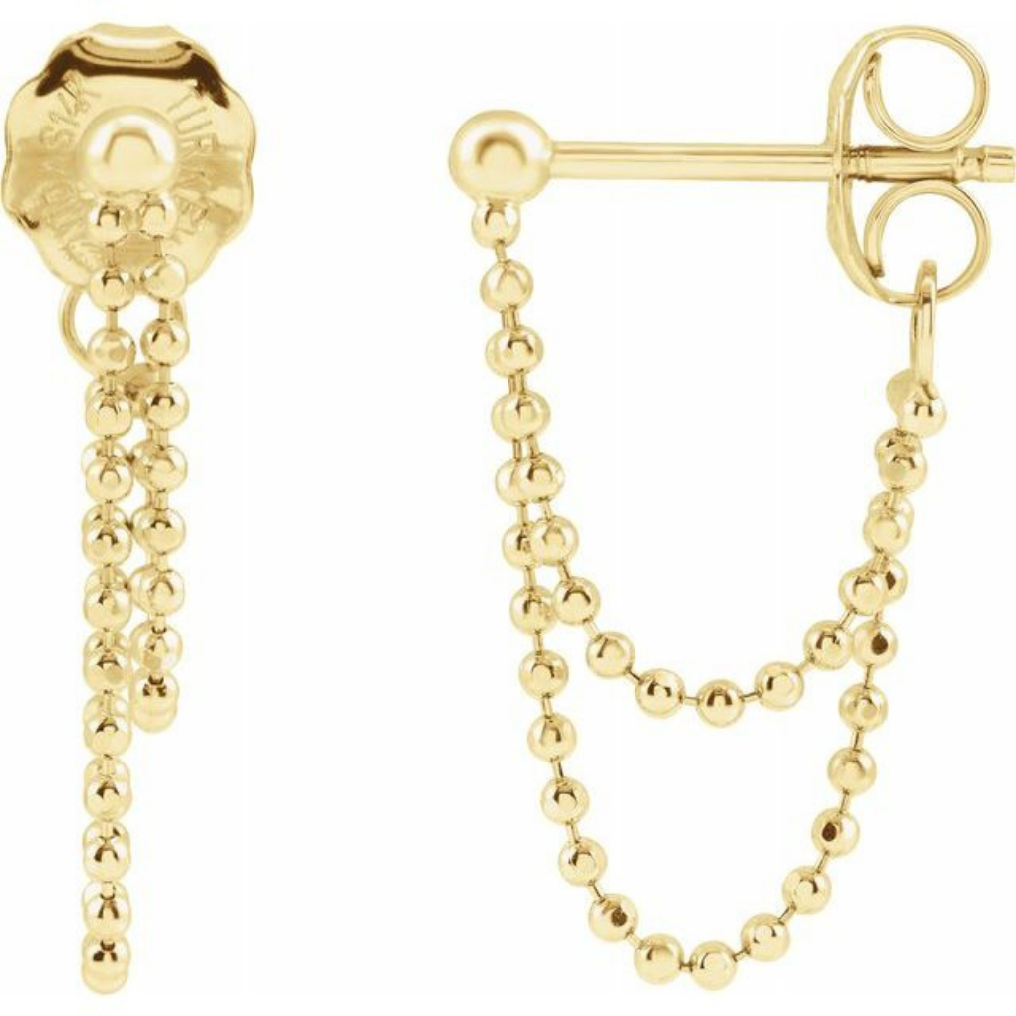 Yellow Gold Bead Chain Earrings